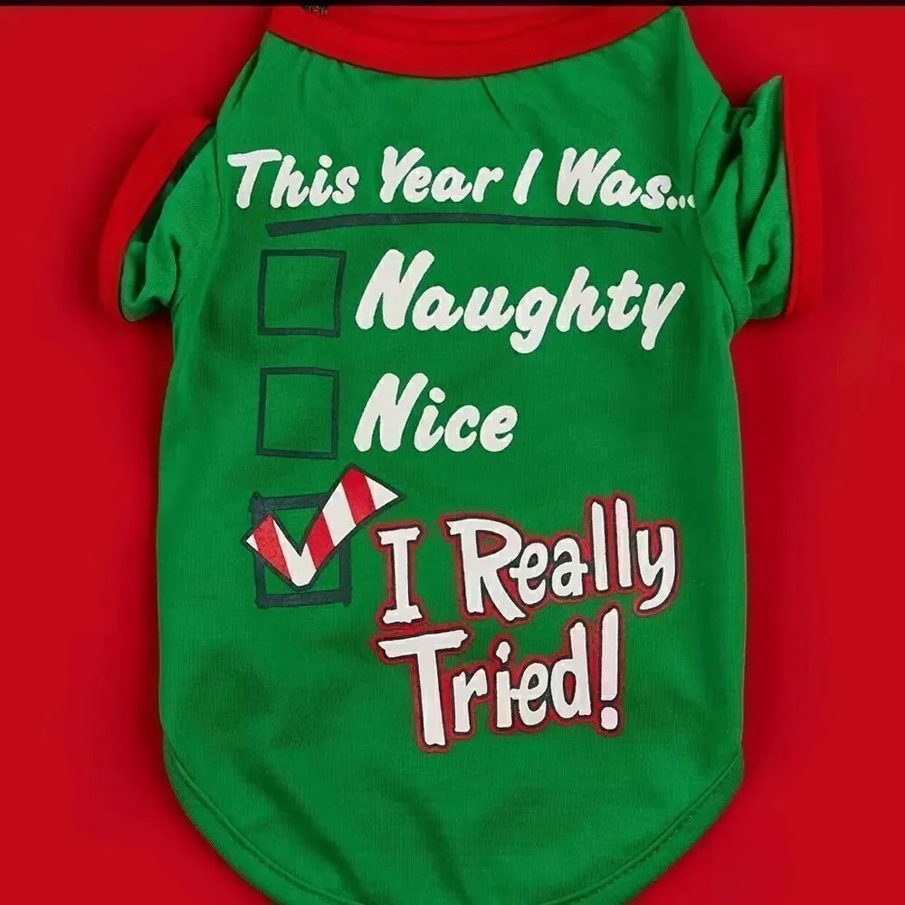 Christmas Shirt Letter Printed Pet T-Shirt Festive Pet Clothes For Small & Mediu